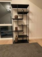 Zwarte metalen wandrek/boekenkast, Ophalen, Met plank(en), Gebruikt, 50 tot 100 cm