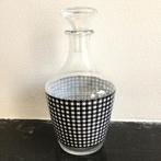 Vintage karaf + 2 borrelglaasjes-gingham/pied-de-poule decor, Ophalen of Verzenden, Huis en Inrichting