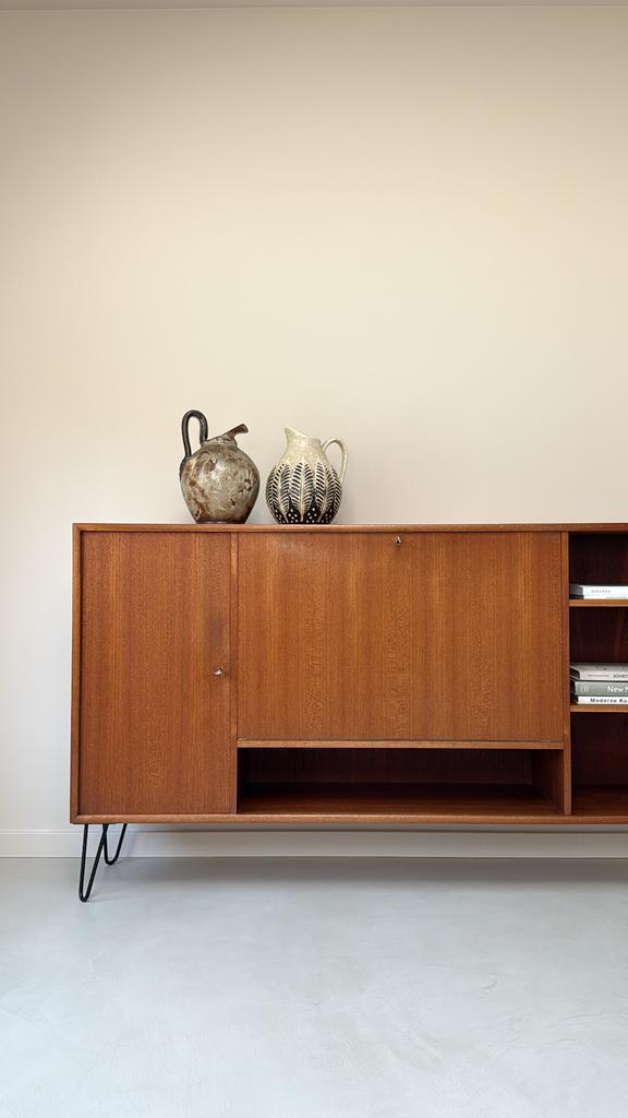 Vintage Houten Dressoir / Highboard, Antiek en Kunst, Antiek | Meubels | Kasten, Ophalen