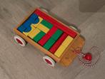 Houten Trekauto met Blokken, Kinderen en Baby's, Speelgoed | Houten speelgoed, Ophalen of Verzenden, Gebruikt, Duw- of Trekspeelgoed