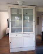 Hoge vitrine kast met lades en schuifdeuren, Huis en Inrichting, Kasten | Vitrinekasten, Ophalen, 200 cm of meer, 25 tot 50 cm