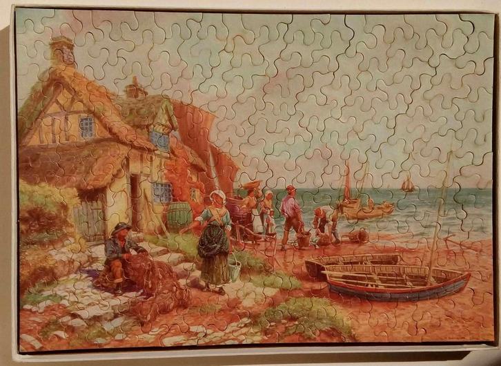 antieke puzzel vissers boot netten boten zee huis, Antiek en Kunst, Antiek | Speelgoed, Ophalen of Verzenden