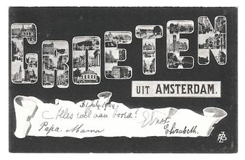 981042 Amsterdam Groeten 1904 Gelopen met zegel beschikbaar voor biedingen