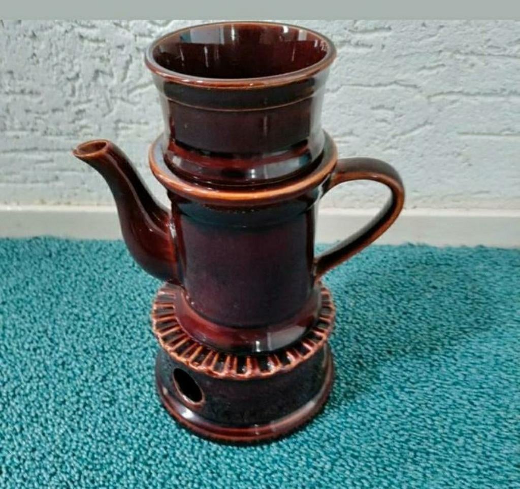 KOFFIEPOT,waxinelichtje,Turks,aardewerk,Theepot,bruin,koffie, Ophalen of Verzenden