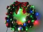 Kerstkrans met gekleurde ballen en verlichting, Ophalen of Verzenden, Zo goed als nieuw