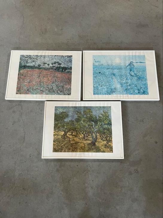 Set van 3 Van Gogh reproducties – ingelijst (51x71 cm), Antiek en Kunst, Kunst | Litho's en Zeefdrukken, Ophalen of Verzenden
