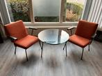 Gispen 1407 fauteuils + Gispen 535 salontafel, Ophalen, Gebruikt, 75 tot 100 cm, Metaal