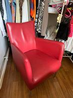2 rode leren stoeltjes, Huis en Inrichting, Stoelen, Ophalen of Verzenden, Zo goed als nieuw, Rood, Twee