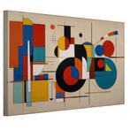 Abstracte harmonie van kleurrijke figuren canvas 60x40cm, Antiek en Kunst, Kunst | Schilderijen | Abstract, Verzenden