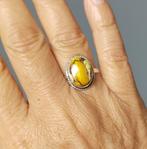 925 zilveren ring met natuurlijke gele koper Turquoise steen, Sieraden, Tassen en Uiterlijk, Ringen, O.T., Geel, Nieuw, Ophalen of Verzenden
