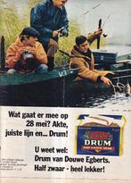 Retro reclame 1966 Drum halfzware shag sigaretten vissers, Verzamelen, Ophalen of Verzenden