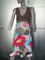 B281 Dept jurk linnen olijf-groen Maat XS=34 jurkje roze, Kleding | Dames, Jurken, Ophalen of Verzenden, Zo goed als nieuw, Knielengte