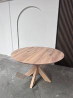 Massief eik eettafel, Ophalen, 100 tot 150 cm, Rond, Nieuw