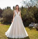 Romantische trouwjurk Eddy K kant tule champagne maat 36 38, Ophalen of Verzenden, Nieuw, Wit, Trouwjurk