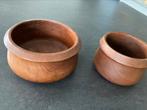2 teakhouten schalen vintage retro, Ophalen, Zo goed als nieuw, Rond, Hout
