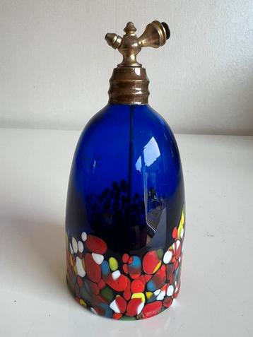 Art Deco Parfumfles-Verstuiver Kobaltblauw Muticolor Glas 