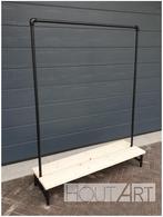 Kledingrek steigerbuis met steigerhout zwart, Info@hout-art.nl, Nieuw, Ophalen of Verzenden, Hout-Art