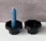 Arcoroc Kandelaars zwart glas France set van 2, Huis en Inrichting, Overige materialen, Zwart, Ophalen of Verzenden, Zo goed als nieuw