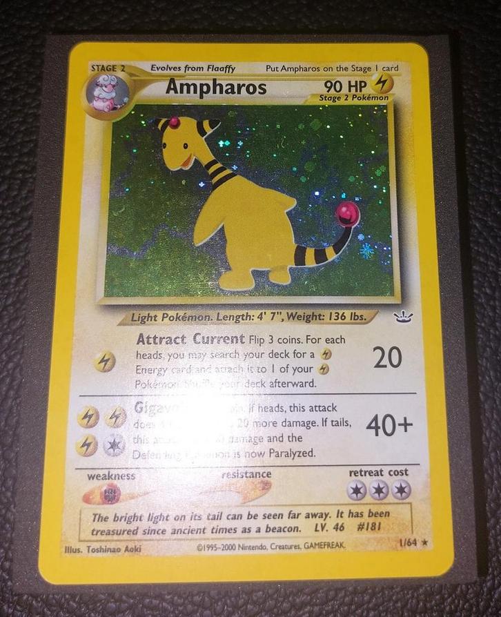Pokémon - Ampharos (Holo) 1/64 - Neo Revelation, Hobby en Vrije tijd, Verzamelkaartspellen | Pokémon, Zo goed als nieuw, Losse kaart