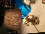 Goud kleurige apen lamp bruine kap 47cm hoog, Ophalen, Overige kleuren, 25 tot 50 cm, Rond