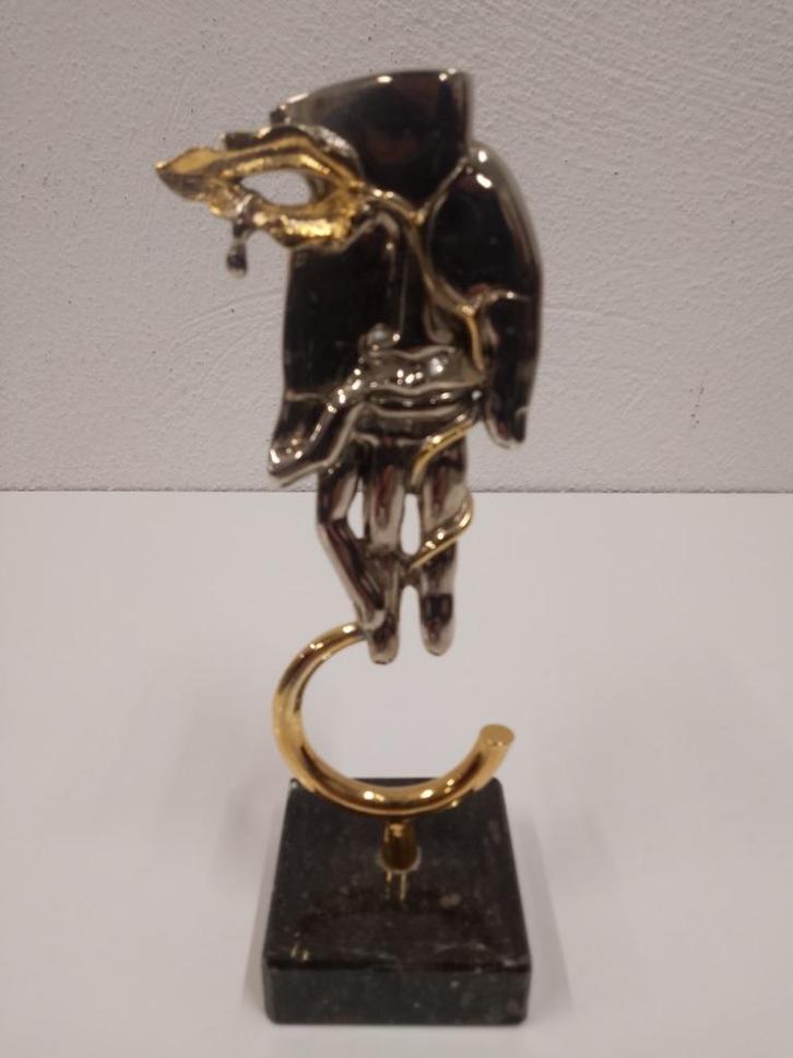 Mooi Verguld bronzen beeld“Gezicht in hand”–Jean-Paul Cleren, Antiek en Kunst, Kunst | Beelden en Houtsnijwerken, Ophalen of Verzenden