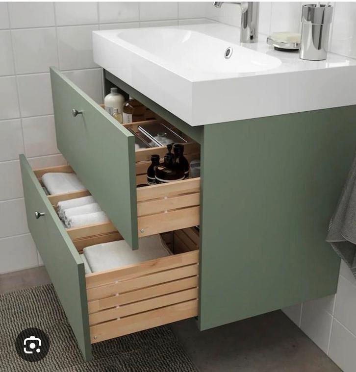 Gezocht: Ikea Godmorgon groen badmeubel, Huis en Inrichting, Badkamer | Badkamermeubels, Zo goed als nieuw, Wasbak of Wastafel