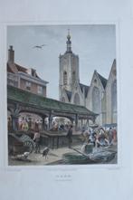 DEN HAAG VISMARKT Ooievaars Terwen Staalgravure 1858 GT1, Verzenden