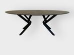 Ovale HPL eettafel graniet 200x100, Ophalen, 100 tot 150 cm, Zo goed als nieuw, Vijf personen of meer