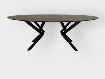 Ovale HPL eettafel graniet 200x100 beschikbaar voor biedingen