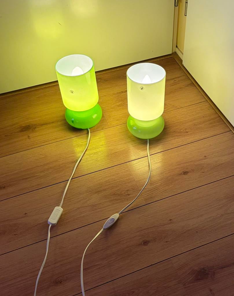 2 x IKEA Lykta tafellamp appelgroen, Ophalen of Verzenden, Gebruikt, Glas
