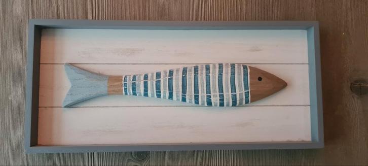 Maison du Monde Houten Schilderij Vis 3D, Huis en Inrichting, Woonaccessoires | Wanddecoraties, Zo goed als nieuw, Ophalen of Verzenden
