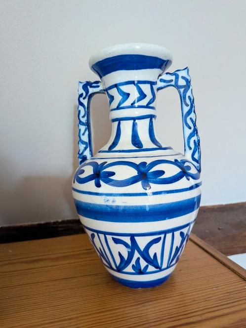 Vintage Amfora Vaas Blauw/Wit, Antiek en Kunst, Antiek | Vazen, Ophalen of Verzenden
