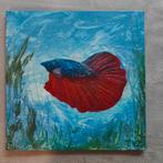 Sluiervis Encaustic Kunstwerk op Canvas 30x30, Ophalen of Verzenden