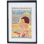Retro Art Deco Poster Scheveningen, Ingelijst, Ophalen of Verzenden