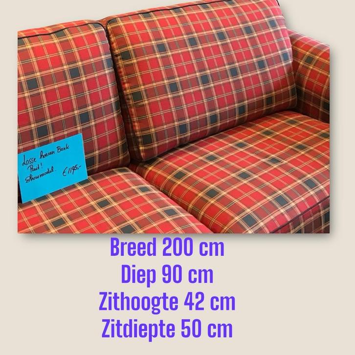 Engelse showroombanken in ruitstof verkoop Ann Christian Art, Huis en Inrichting, Banken | Sofa's en Chaises Longues, Nieuw, Driepersoons