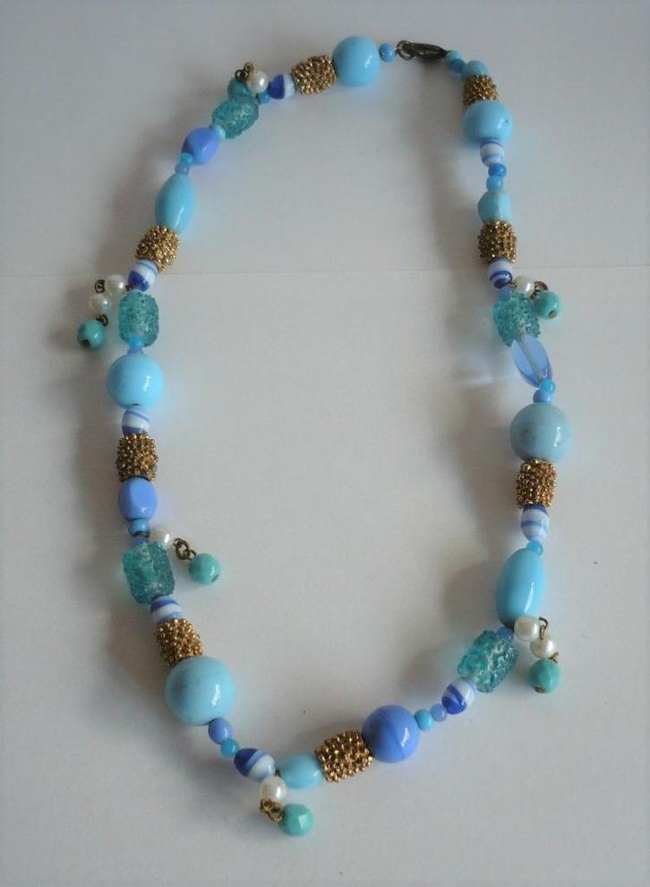 030 Gratis bij aankoop van af 10,00 euro., Sieraden, Tassen en Uiterlijk, Kettingen, Nieuw, Overige materialen, Blauw, Ophalen of Verzenden