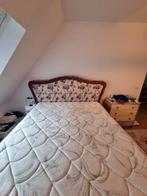 Mooie Tweepersoons Bed met Bloemenprint, Ophalen, Gebruikt, Beige, Vintage