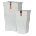 Capi Europe Taps bloempotten grijs - set van 2, Tuin en Terras, Bloembakken en Plantenbakken, Kunststof, Minder dan 60 cm, Vierkant