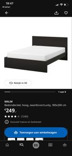 Malm bedframe, zwartbruin, met lades 180x200 cm, Ophalen, Zwart, Tweepersoons, Zo goed als nieuw