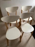 4 Houten Keukenstoelen, Huis en Inrichting, Stoelen, Ophalen, Gebruikt, Wit, Vier