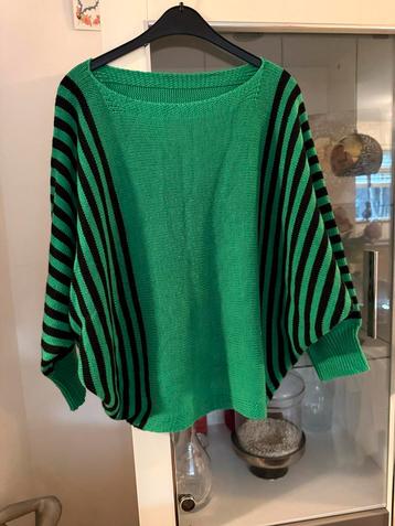Groene trui met zwarte strepen - Maat 42 beschikbaar voor biedingen