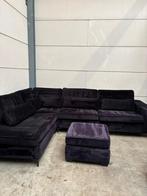Luxe zwart/paarse velvet hoekbank - GEREINIGD, Ophalen, Comfort, Hoekbank, 300 cm of meer