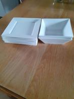 6 vierkante gebaksbordjes + 2 gratis vierkante schaaltjes, Overige typen, Ophalen of Verzenden, Zo goed als nieuw, Overige stijlen