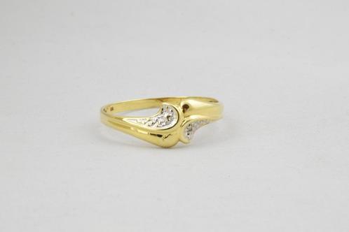 14 karaat gouden ring met Diamant 2100-G, Sieraden, Tassen en Uiterlijk, Ringen, Gebruikt, Dame, 19 tot 20, Goud, Goud, Met edelsteen