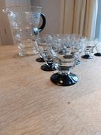 Art deco glasservies zwarte voet., Ophalen