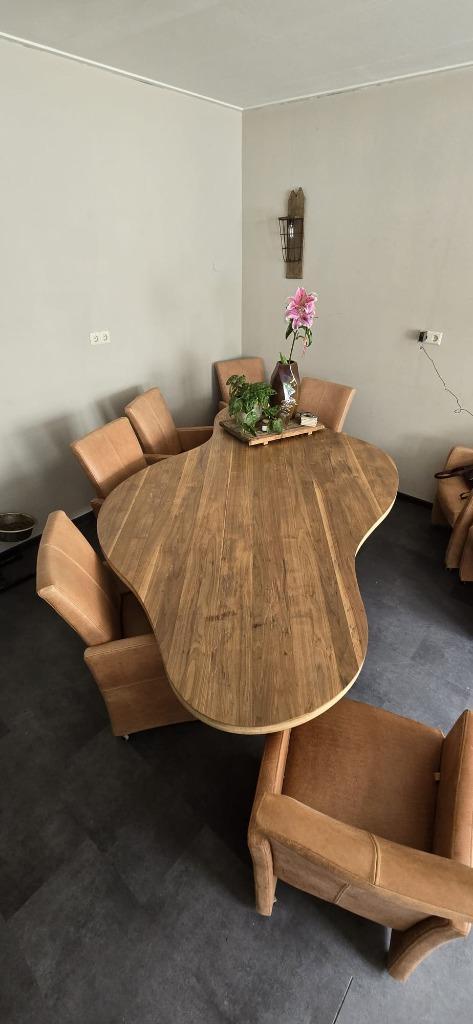 houten tafel, Huis en Inrichting, Tafels | Eettafels, Zo goed als nieuw, 150 tot 200 cm, 200 cm of meer, Vijf personen of meer