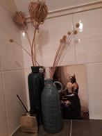 Set van 2 donkerblauwe vazen / kruiken, Huis en Inrichting, Woonaccessoires | Vazen, Ophalen, Blauw, Aardewerk of Porselein, Zo goed als nieuw