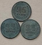 Nederland, 25 cent 1941, 1942 en 1943. Zink., Ophalen of Verzenden, Koningin Wilhelmina, 25 cent, Setje