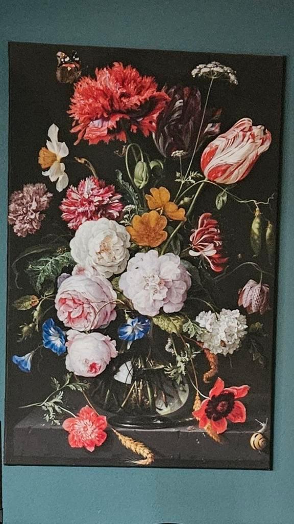 Stilleven met bloemen, Jan Davidsz de Heem stijl, 120x80 cm, Antiek en Kunst, Kunst | Schilderijen | Abstract, Ophalen