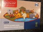 Houten speelgoed dieren savanne speelmat motoriek puzzel, Ophalen of Verzenden, Gebruikt